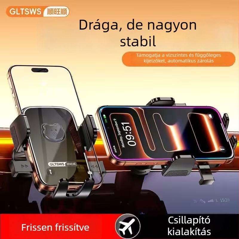 Autós telefontartó snap-on rezgéscsillapítással, ventilációs nyílásba rögzítéshez, ABS anyag, karikatúra stílus – Smooth and Prosperous