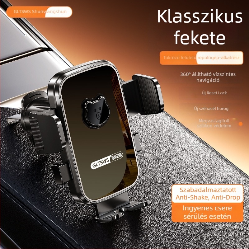 Autós telefontartó snap-on rezgéscsillapítással, ventilációs nyílásba rögzítéshez, ABS anyag, karikatúra stílus – Smooth and Prosperous