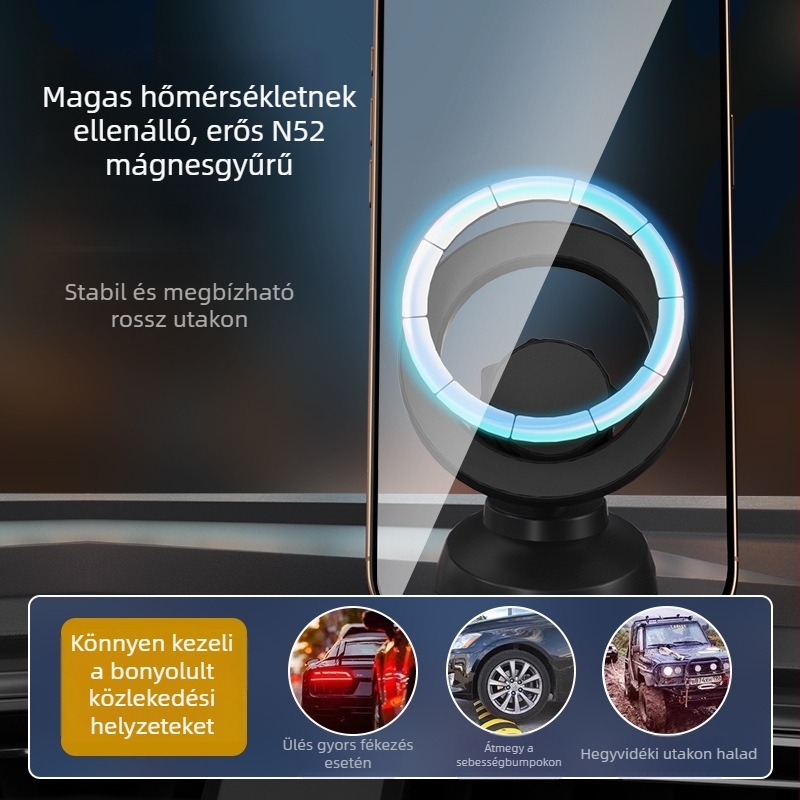 MagSafe mágneses autótelefon-tartó, műszerfalhoz, univerzális navigációs tartó, ABS anyag, logónyomtatás