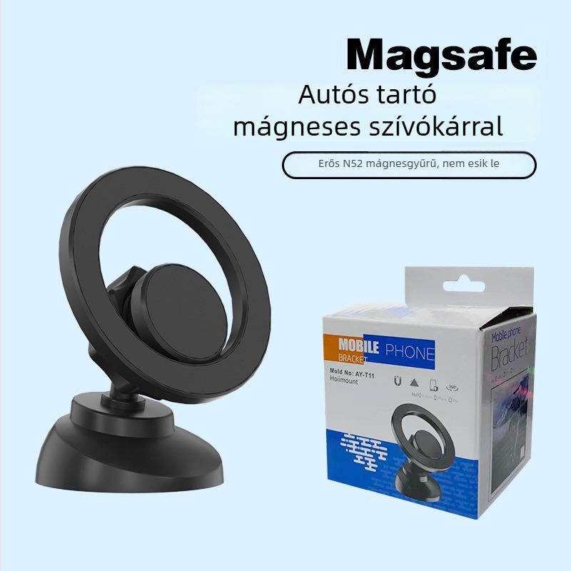 MagSafe mágneses autótelefon-tartó, műszerfalhoz, univerzális navigációs tartó, ABS anyag, logónyomtatás