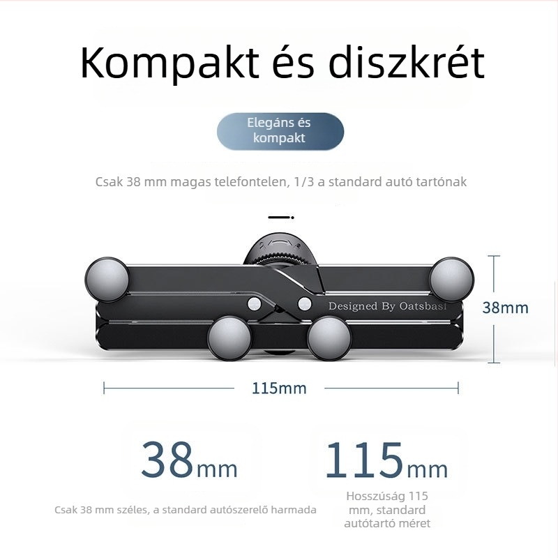 Autó légkivezetőre szerelhető tartó, ötvözetből, minimalist stílus, modell 03776, általános kompatibilitás