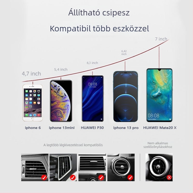 Autó légkivezetőre szerelhető tartó, ötvözetből, minimalist stílus, modell 03776, általános kompatibilitás
