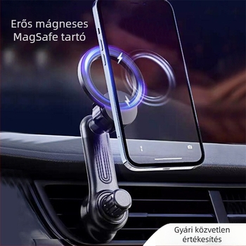MagSafe autós telefontartó a légcsatornához, forgatható kiegészítés, műanyag test, univerzális dizájn; testreszabás támogatott; hivatalos magánmárkák.