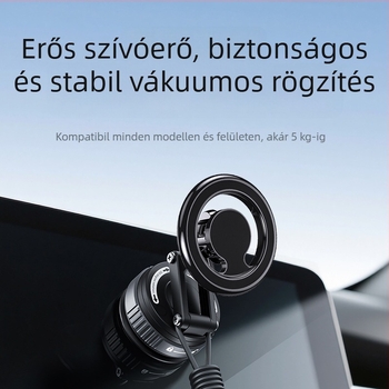 Autótelefon-tartó vákuumos szívófejjel, 3-tengelyes összecsukható és forgatható, MagSafe mágneses tartó, ötvözetből készült