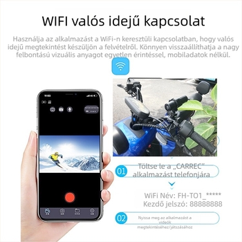 T1 Motorkerékpár DVR - 1080P, 140° látószög, TF kártya 128GB-ig, kültéri vízálló, 12V tápegység