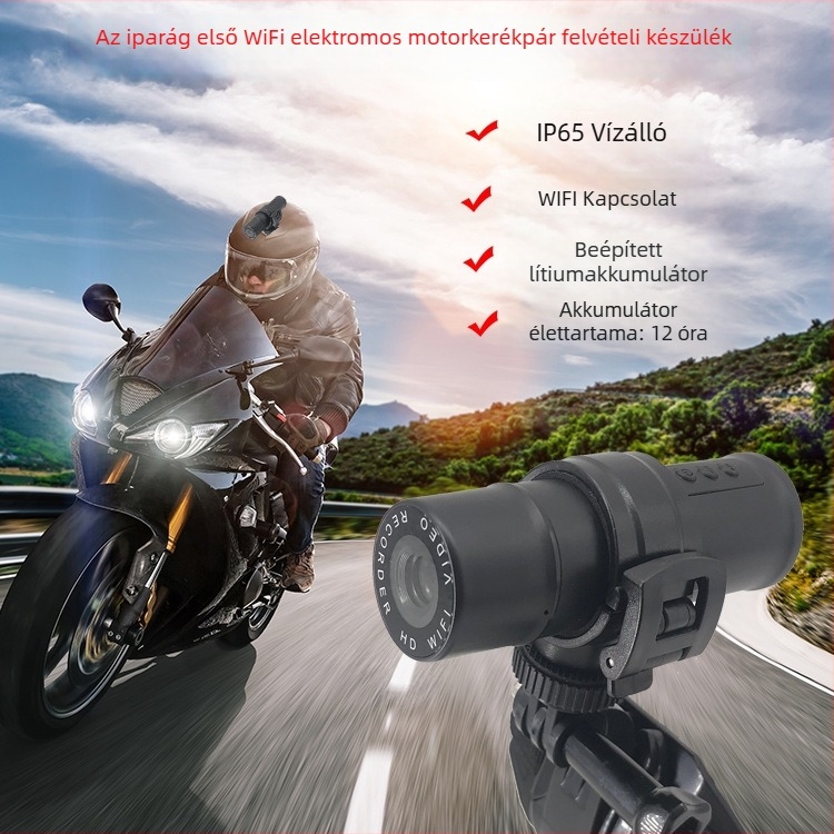 T1 Motorkerékpár DVR - 1080P, 140° látószög, TF kártya 128GB-ig, kültéri vízálló, 12V tápegység