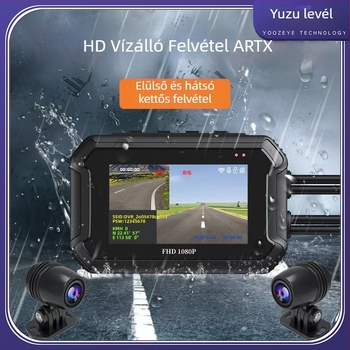 Mt05 motorkerékpár dash cam Wi‑Fi-vel, távirányítással, kettős lencsés FHD kamera