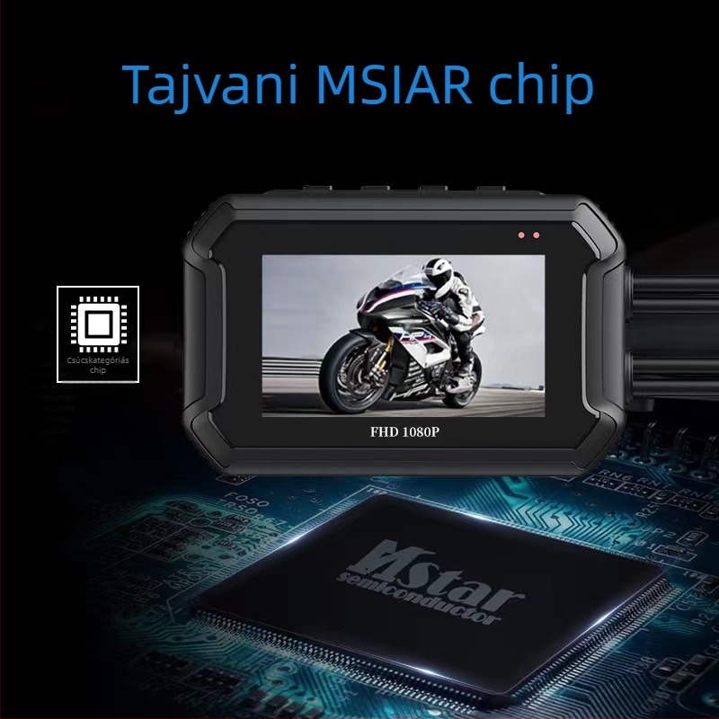 Mt05 motorkerékpár dash cam Wi‑Fi-vel, távirányítással, kettős lencsés FHD kamera