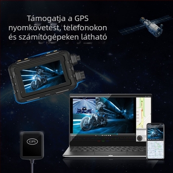 1080p vízálló motorkerékpár dash cam, előre és hátra egyidejű felvétellel, kábeles távirányítóval