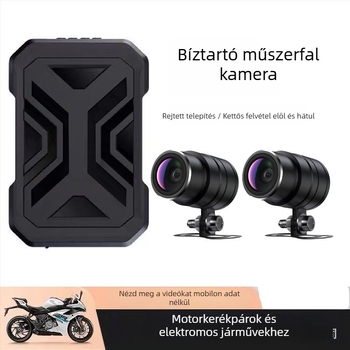 Motorkerékpár előről-hátulról dashcam, 1080p duál felvétel, 140° látószög, 128GB microSD-t támogat, DC 12–72V