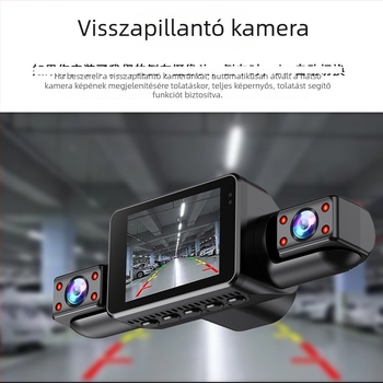 4-csatornás hangvezérlésű HD éjjellátó autós dash cam, 1440P visszapillantó tükrös felvétellel