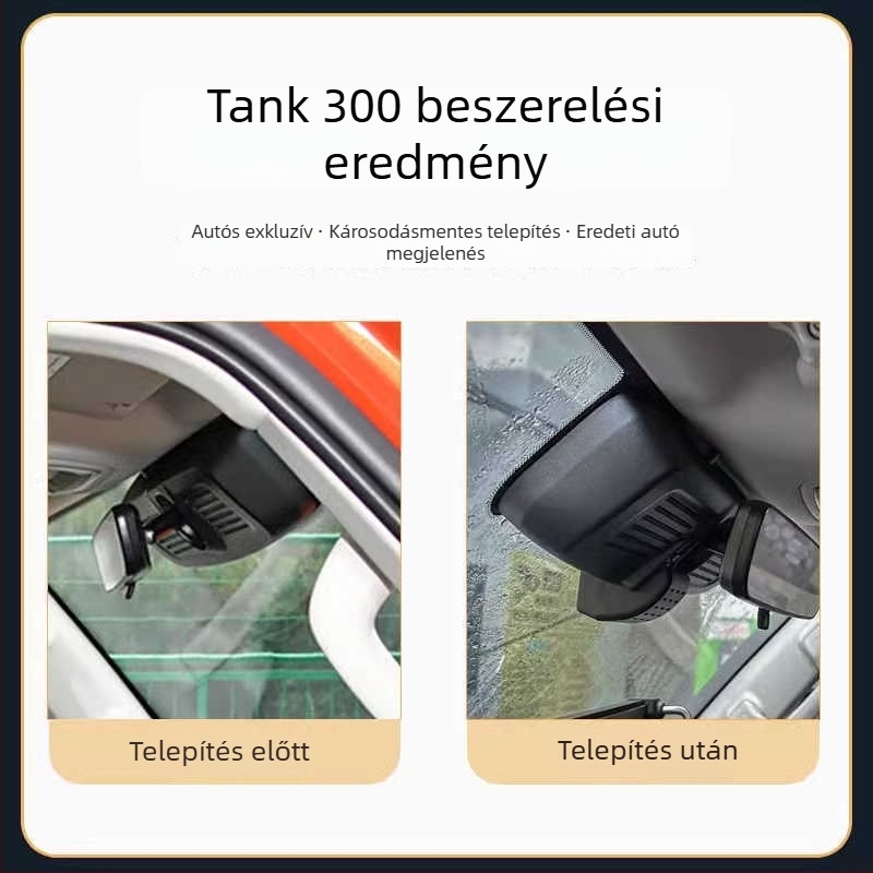 Tank 300 Autós DVR, gyári kivitel, HD, rejtett, kábelmentes telepítés, kétkamerás, őrszem üzemmód