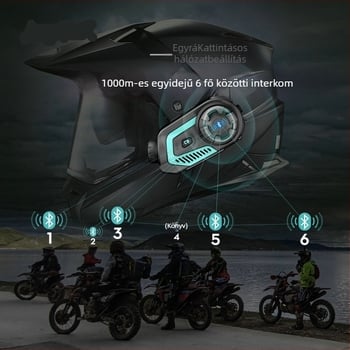 Motorkerékpár sisak beépített videó rögzítővel és Bluetooth headsettel — B800, 150° látószög, 1.0 MP, 512 GB, ciklusos felvétel