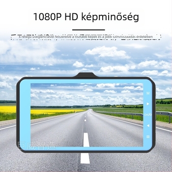 4 hüvelykes érintőképernyős dash cam, 1080p, előre-hátra dupla objektív, körforgó felvétel