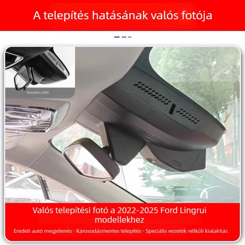Ford Lingrui kétkamerás autós DVR, 4K Ultra tiszta éjszakai kép, rejtett vezeték nélküli telepítés