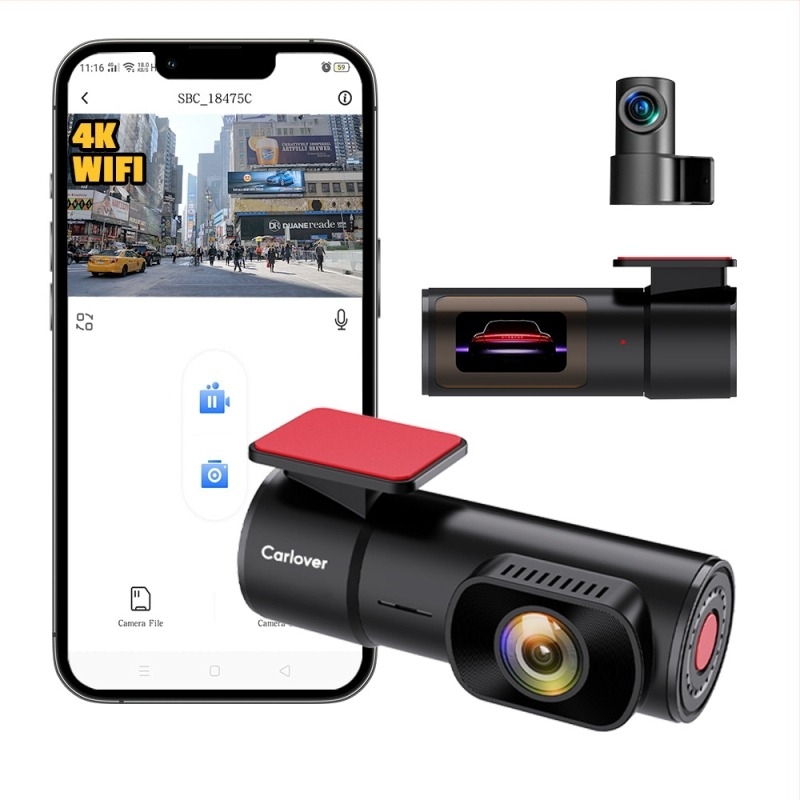 4K vezeték nélküli autós kamera elő- és hátsó felvétellel
