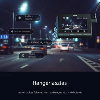 A810 autós dash kamera, 2160P 4K, elöl és hátul kettős felvétel, beépített GPS, 150° látómező