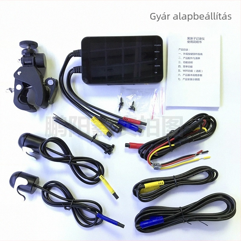 MT003 motorkerékpár dash cam, dupla objektív, 140° látószög, 5MP szenzor, TF-kártya 64GB-ig támogatott, előre- és hátsó szerelés