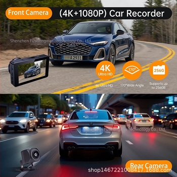 Új autós dashcam kettős felvétellel, 4K felvétel, éjszakai látás, első és hátsó lencse, Wi-Fi