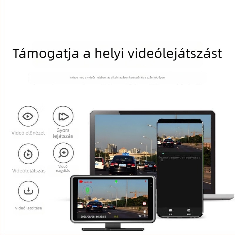2 az 1-ben autó HUD és dash cam, 170° látószög, F2.0 objektív, 1080p, TF-kártya, 128MB memória