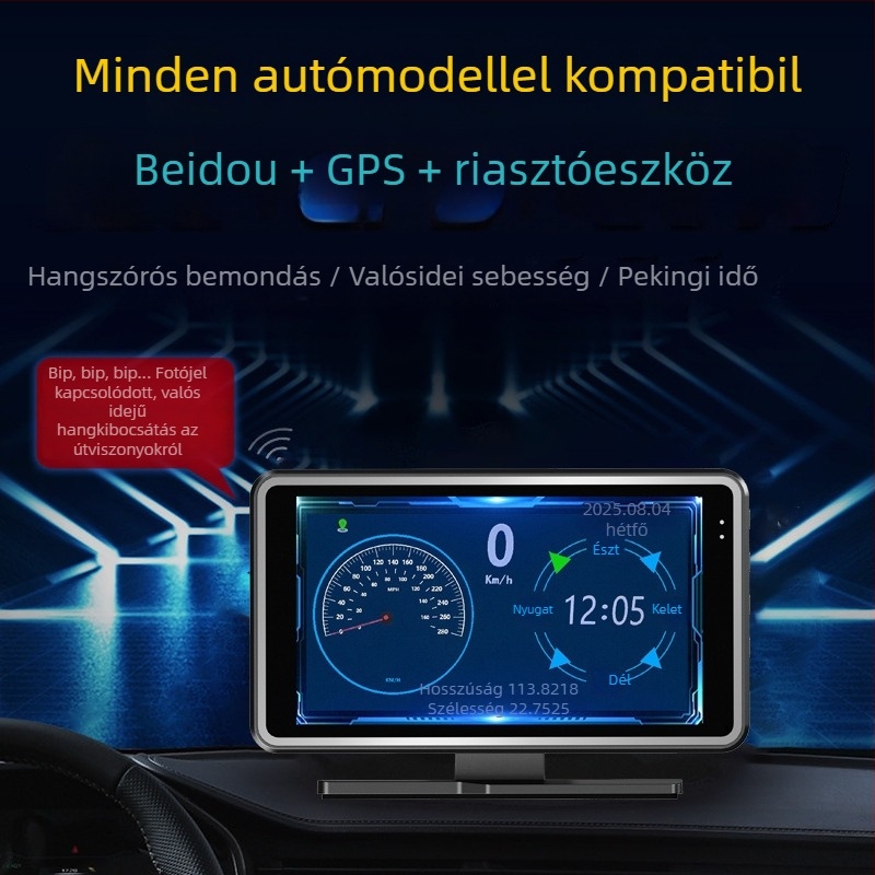 2 az 1-ben autó HUD és dash cam, 170° látószög, F2.0 objektív, 1080p, TF-kártya, 128MB memória