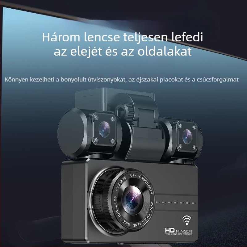 4-csatornás 4K autós DVR Wi‑Fi-vel, éjjellátás és parkolási monitorozás (1080p)
