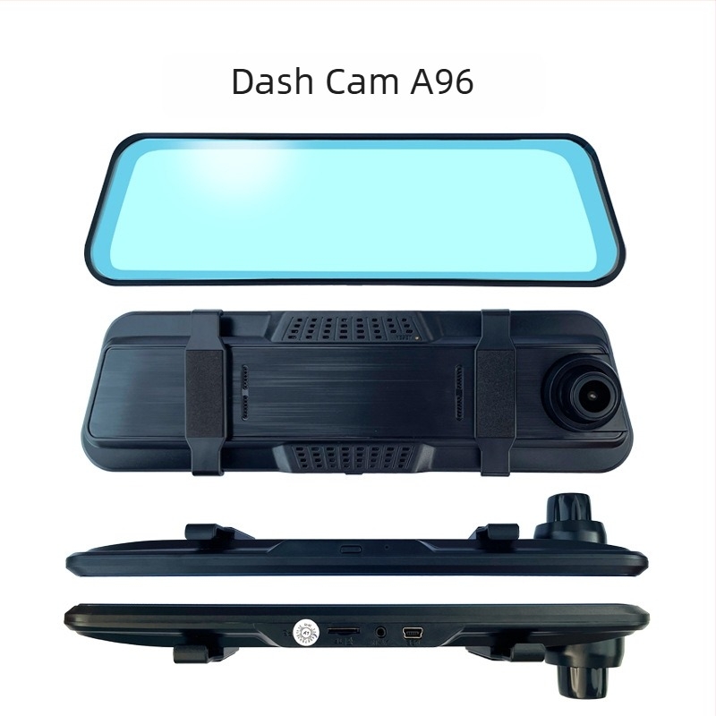 9,66 hüvelykes visszapillantó tükör dash cam dupla lencsével – 1080p éjszakai látás, tolató kép