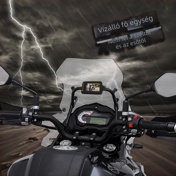MT-55 Motorkerékpár Dash Cam elő- és hátsó 120° széles látószögű dupla kamera, 2MP, akár 64GB, 12–24V tápegység