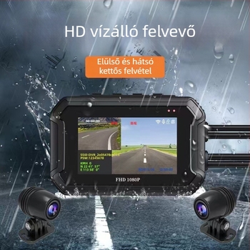 3 hüvelykes Wi-Fi 1080p kettős lencsés motorkerékpár dashcam GPS-szel és kábeles vezérléssel