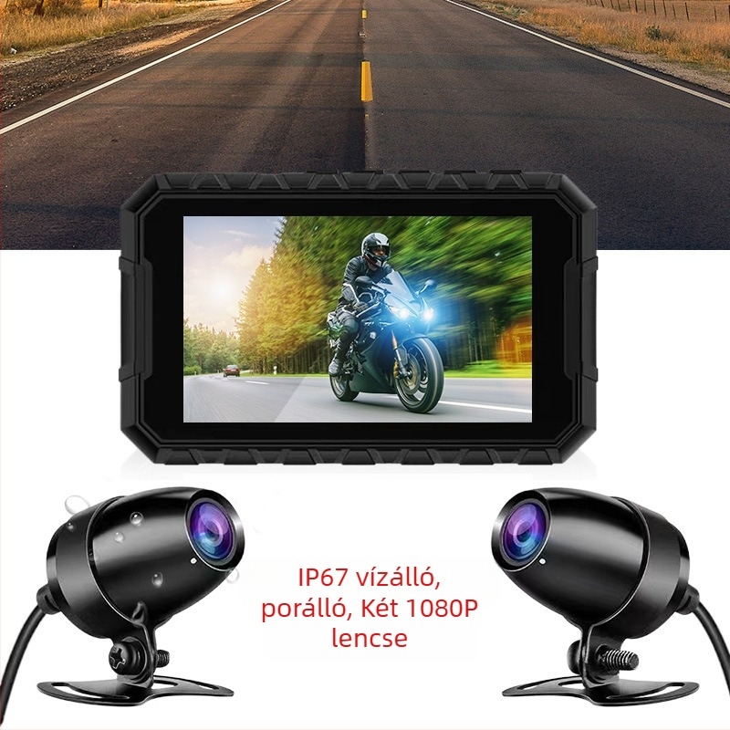 Motorkerékpár fedélzeti kamera: 170° látómező, USB interfész, TF-kártya 64GB-ig, 30fps, ciklikus felvétel
