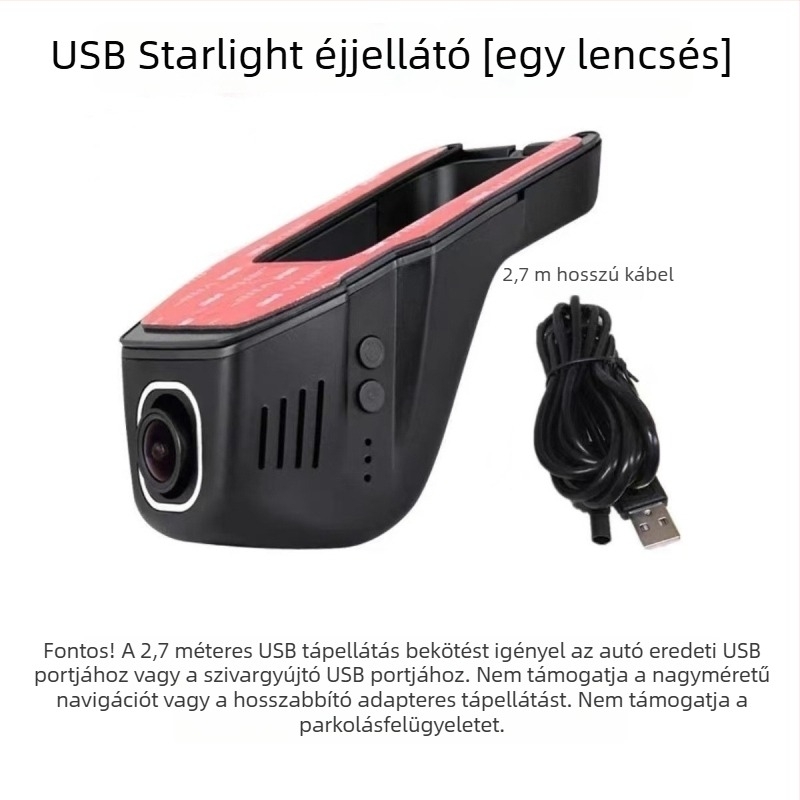 U-alakú rejtett HD autós dash kamera Wi‑Fi kapcsolattal, USB/ACC áramellátással, kettős vagy egyes felvétellel, 4K+ felbontás, 170° látószög, szélvédőre szerelhető