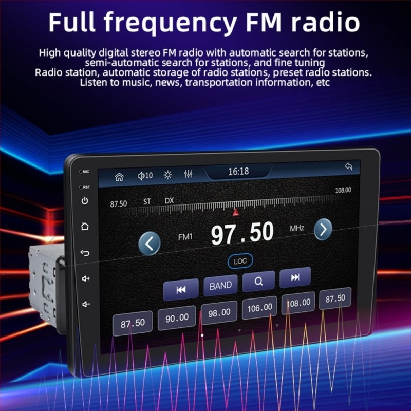 Autós infotainment fej egység Wireless CarPlay, MP5 multimédia lejátszó, FM rádió, kapacitív érintőképernyő, 12V-os tápegység