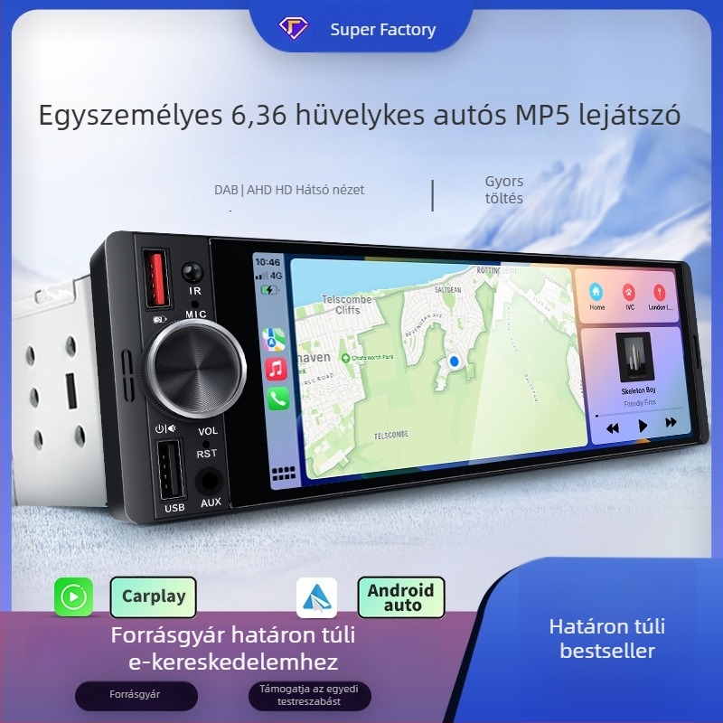 Semaitu LCD érintőképernyős autórádió beépített DAB, vezeték nélküli CarPlay és Android Auto, szupergyors töltés, SD-kártya támogatás