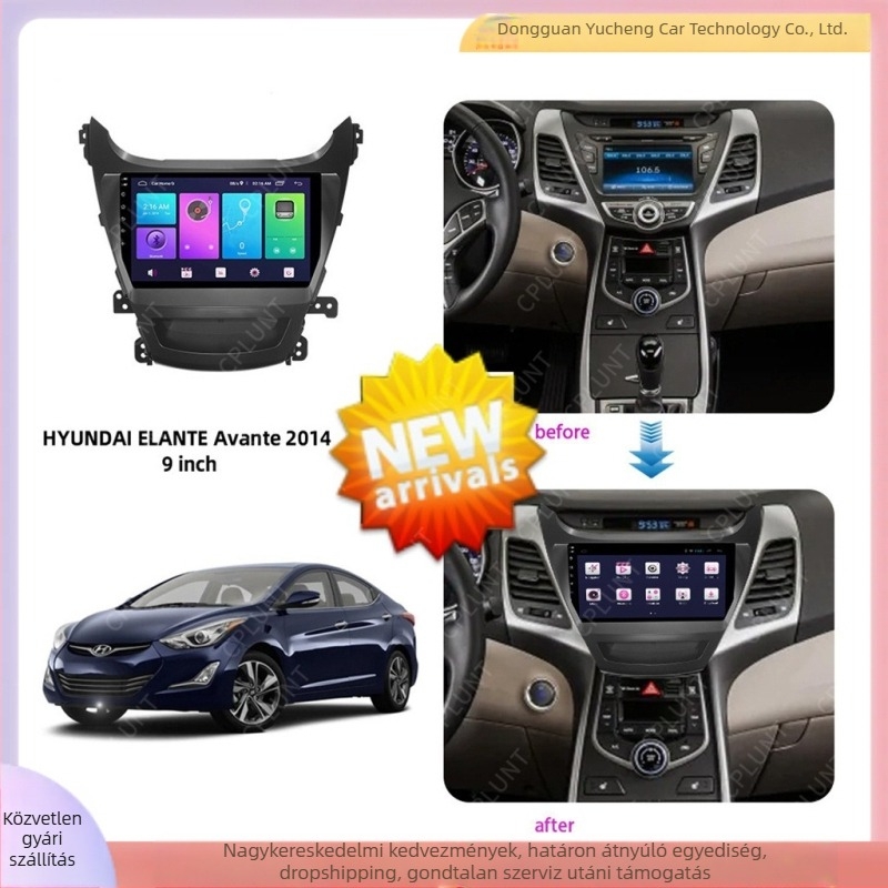 Autó központi vezérlő navigációs DVD keret (Anyag: ABS+PC; Kijelző: 9 hüvelyk; Kompatibilis Hyundai Elantra/Avante modellekkel; Súly: 1 kg)