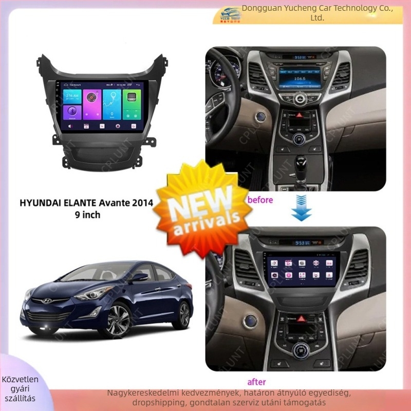 Autó központi vezérlő navigációs DVD keret (Anyag: ABS+PC; Kijelző: 9 hüvelyk; Kompatibilis Hyundai Elantra/Avante modellekkel; Súly: 1 kg)