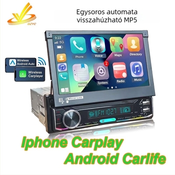 Single-DIN autóhifi 7 inch kijelzővel, (Bluetooth CarPlay, 32GB tárhely, 1GB RAM, WINCE, 1080p)