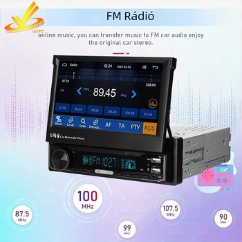 Single-DIN autóhifi 7 inch kijelzővel, (Bluetooth CarPlay, 32GB tárhely, 1GB RAM, WINCE, 1080p)