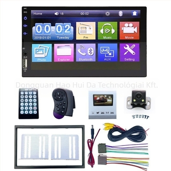 Haohuida autóban használható Bluetooth MP5/MP3 lejátszó SD/USB tárhellyel, OLED kijelzővel, AVI/MPEG-4/FLV/MPG videókat és MP3/WMA/WAV audióformátumokat támogat, 12-24V DC tápegység.