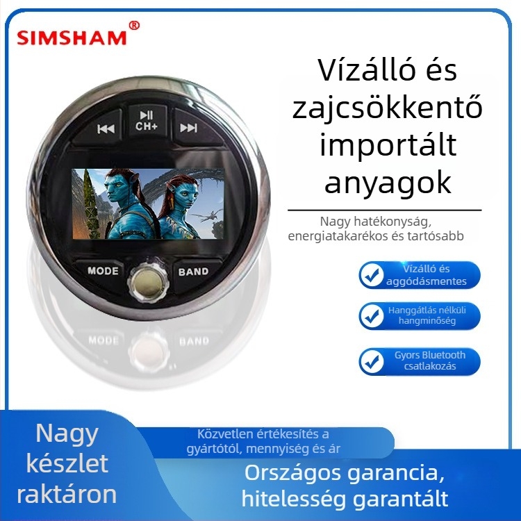 Bluetooth vízálló hangszóró MP3/MP5 lejátszóval hajóra és járművekre, 12V, 8371 modell, szilikon