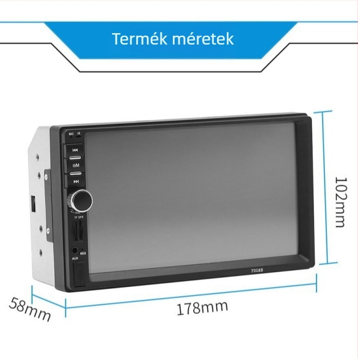 Autó MP3/MP4/MP5 lejátszó Bluetooth hands-free, FM rádió, SD kártya és navigáció (Model 7018)