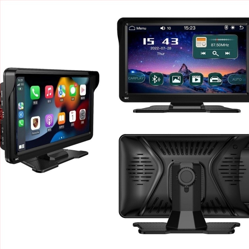 CarPlay autó infotainment rendszer LED kijelzővel, Bluetooth, SD-kártya, MP5 videólejátszás, szivargyújtóval történő tápellátás, modell D217, 7 hüvelykes