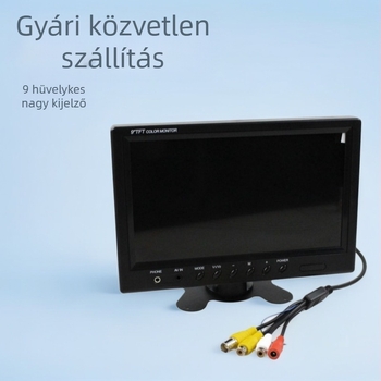 Autó hátrameneti kijelző, 9 hüvelykes LCD-monitor, felbontás 800x480, CVBS bemenet, PAL/NTSC, modell D09
