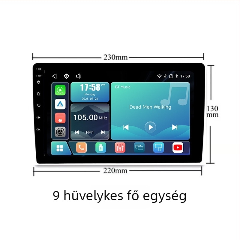 Autó MP5 multimédiás lejátszó CarPlay, Android Auto és Bluetooth-támogatással, OLED kijelző, modell 8268k