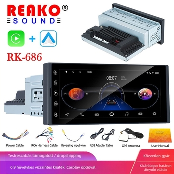 Android autó navigációs fejegység MP5 Bluetooth CarPlay funkciókkal