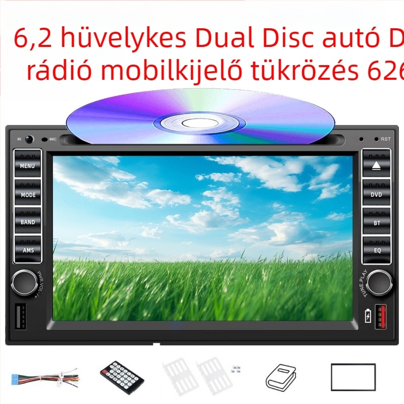 Autós Bluetooth DVD/CD MP3/MP5 lejátszó OLED kijelzővel, 12V DC, távirányító