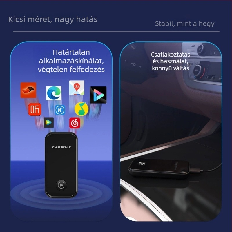 CP100 CarPlay/Android Auto vezeték nélküli adapter USB-C interfésszel (kétfunkciós)