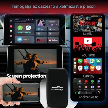Három az egyben vezeték nélküli CarPlay és Android Auto doboz az eredeti autóhoz, Quad-Core CPU, 2GB RAM, 16GB ROM, Android OS, Type-C/SD interfész