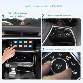 Három az egyben vezeték nélküli CarPlay és Android Auto doboz az eredeti autóhoz, Quad-Core CPU, 2GB RAM, 16GB ROM, Android OS, Type-C/SD interfész