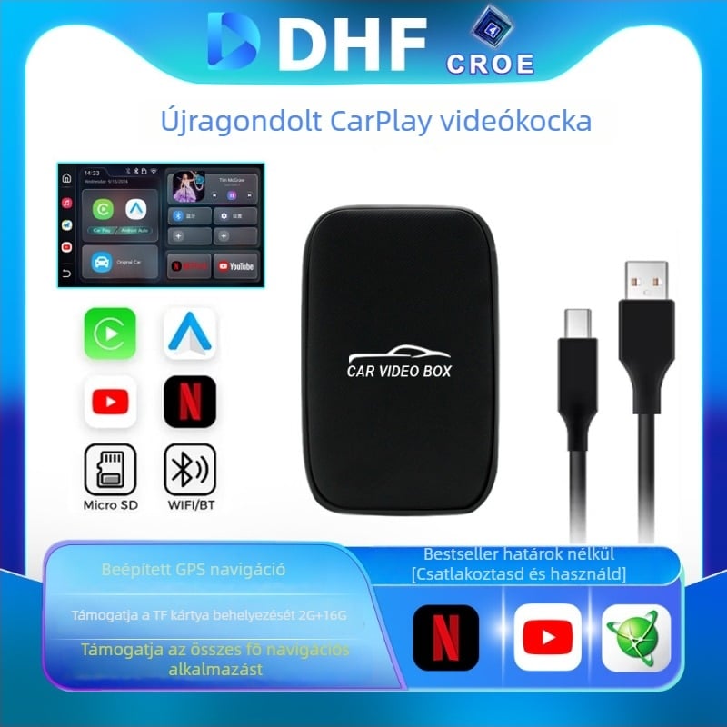 Három az egyben vezeték nélküli CarPlay és Android Auto doboz az eredeti autóhoz, Quad-Core CPU, 2GB RAM, 16GB ROM, Android OS, Type-C/SD interfész