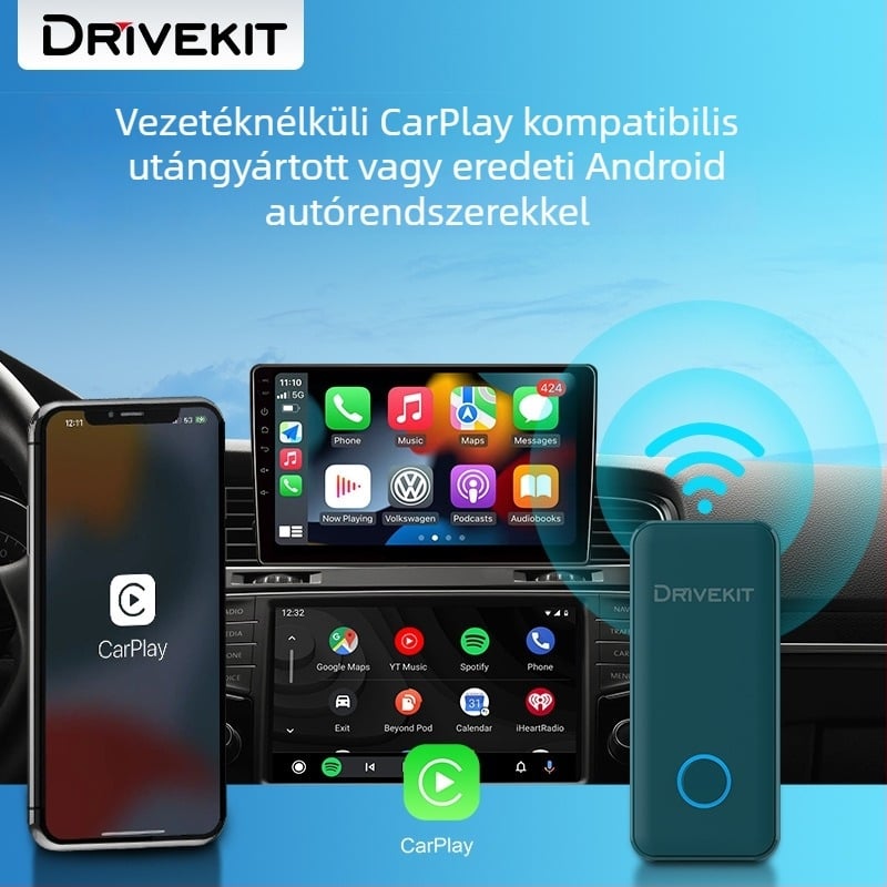 DriveKit Vezeték nélküli CarPlay Doboz AF1313 PLUS — Dual-Core CPU, 2GB RAM, Linux OS, USB Interfész